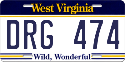 WV license plate DRG474