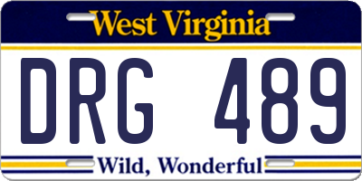 WV license plate DRG489