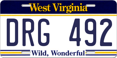 WV license plate DRG492