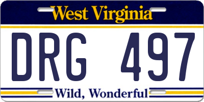 WV license plate DRG497