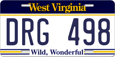 WV license plate DRG498