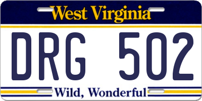 WV license plate DRG502