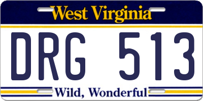 WV license plate DRG513
