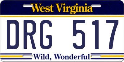 WV license plate DRG517