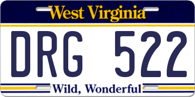 WV license plate DRG522