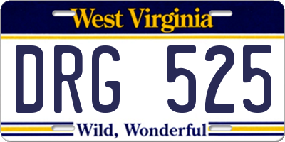 WV license plate DRG525
