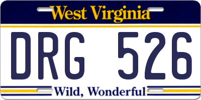 WV license plate DRG526