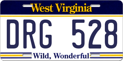 WV license plate DRG528