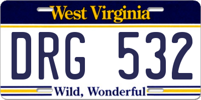WV license plate DRG532