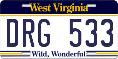 WV license plate DRG533