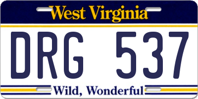 WV license plate DRG537