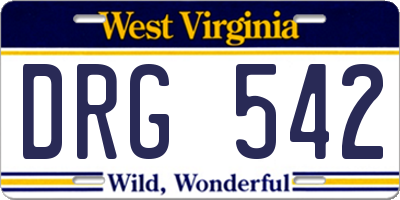 WV license plate DRG542