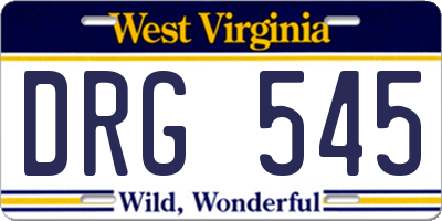 WV license plate DRG545