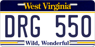 WV license plate DRG550