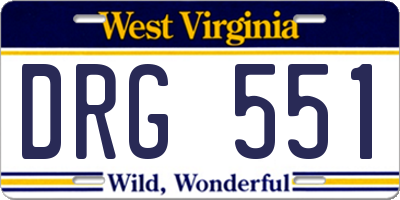 WV license plate DRG551