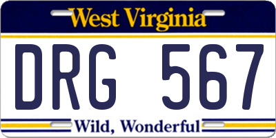 WV license plate DRG567