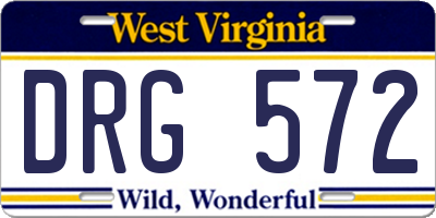 WV license plate DRG572