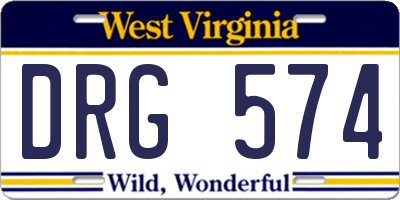 WV license plate DRG574
