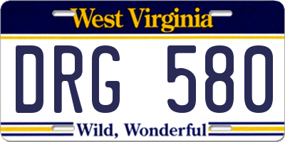WV license plate DRG580