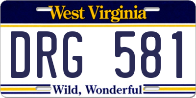 WV license plate DRG581