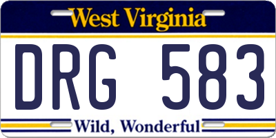 WV license plate DRG583