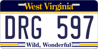 WV license plate DRG597