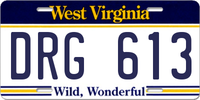 WV license plate DRG613