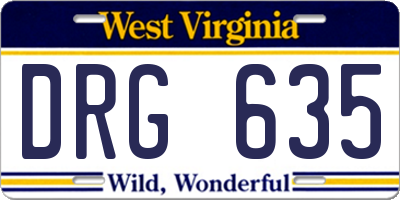 WV license plate DRG635