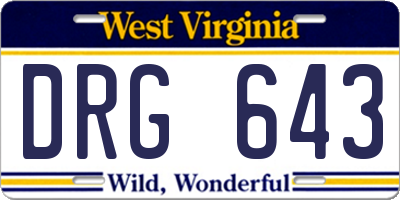 WV license plate DRG643