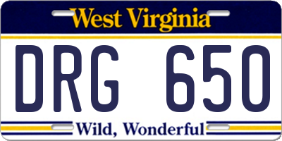 WV license plate DRG650