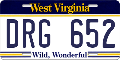 WV license plate DRG652