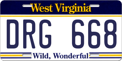 WV license plate DRG668