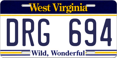 WV license plate DRG694