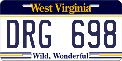 WV license plate DRG698