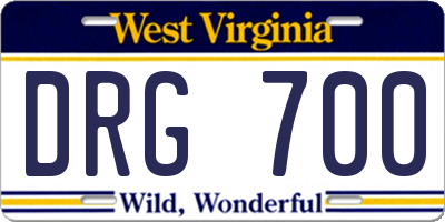 WV license plate DRG700