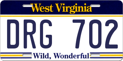 WV license plate DRG702