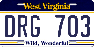 WV license plate DRG703