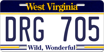 WV license plate DRG705