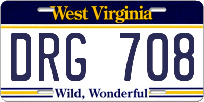 WV license plate DRG708