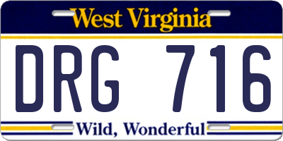 WV license plate DRG716