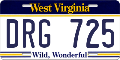 WV license plate DRG725