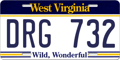 WV license plate DRG732