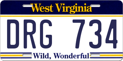 WV license plate DRG734