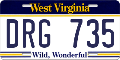 WV license plate DRG735