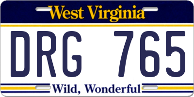 WV license plate DRG765