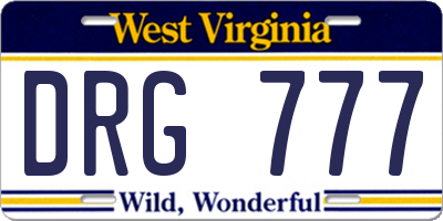 WV license plate DRG777