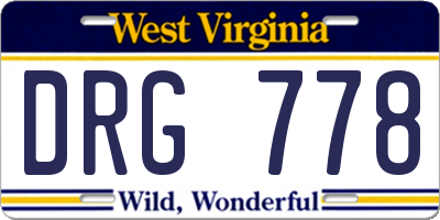 WV license plate DRG778