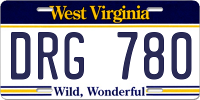 WV license plate DRG780