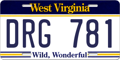 WV license plate DRG781