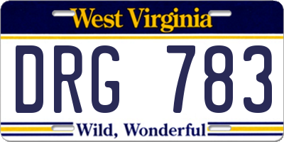 WV license plate DRG783